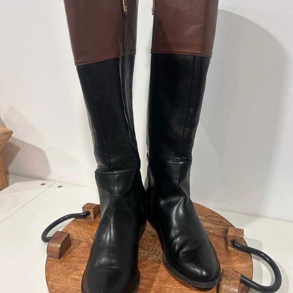 Tommy Hilfiger Black and Brown Over the‎ Knee Boots